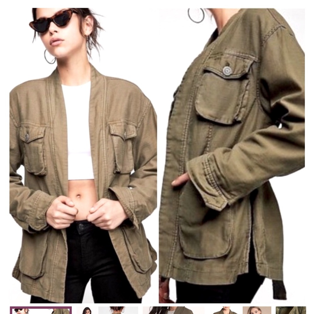 EUC Free People Cargo Jacket, Army Green, Sz Large